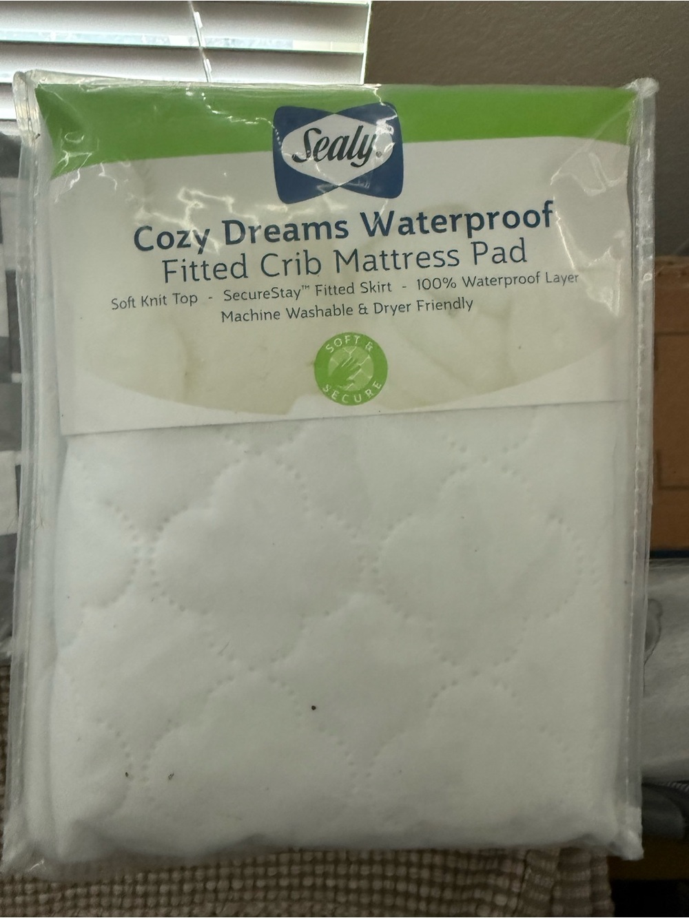 Sealy Cozy Dreams Waterproof Fitted Crib Mattress Pad - White